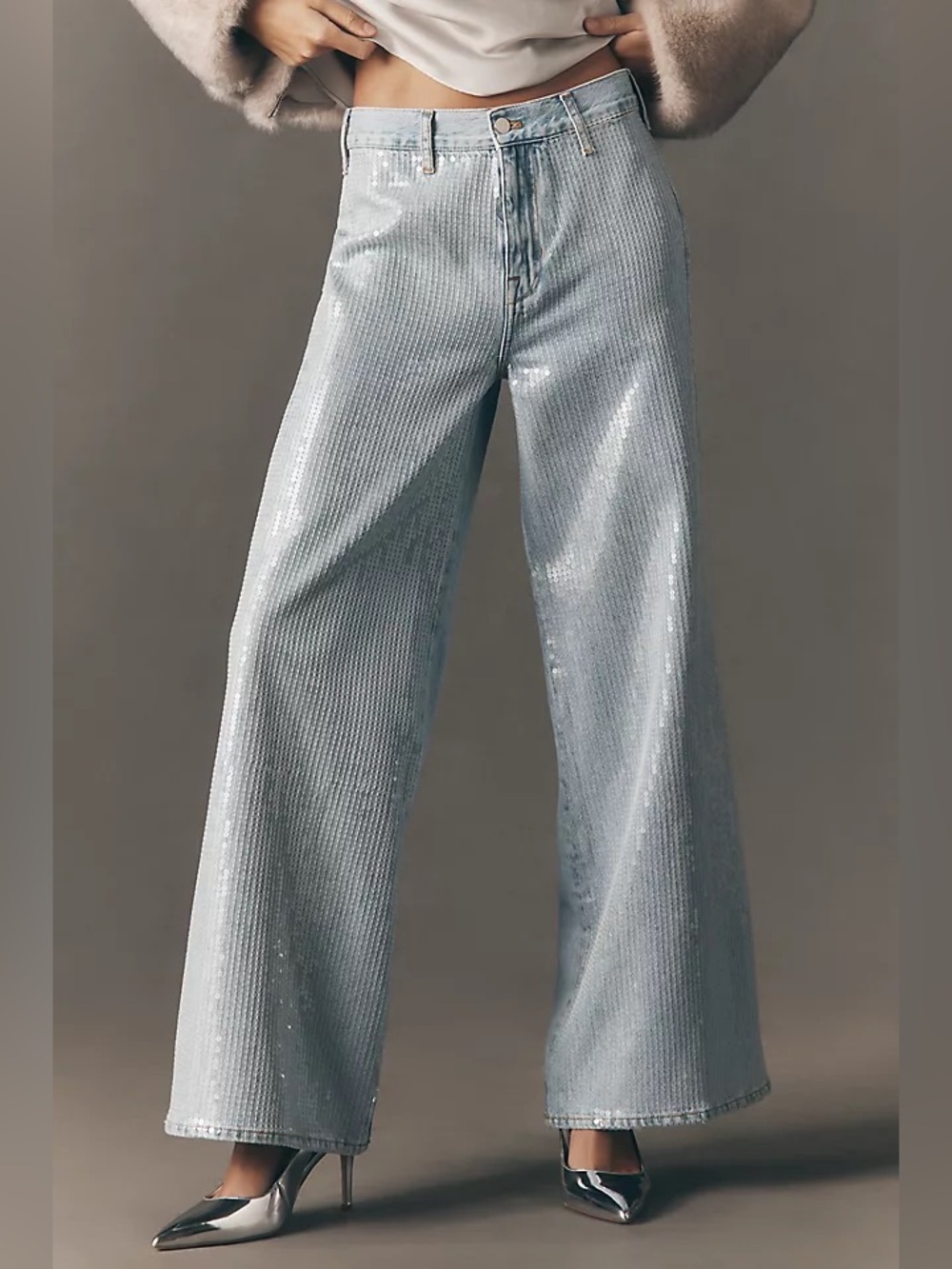 Pilcro Skater Sequin Wide-Leg Jeans